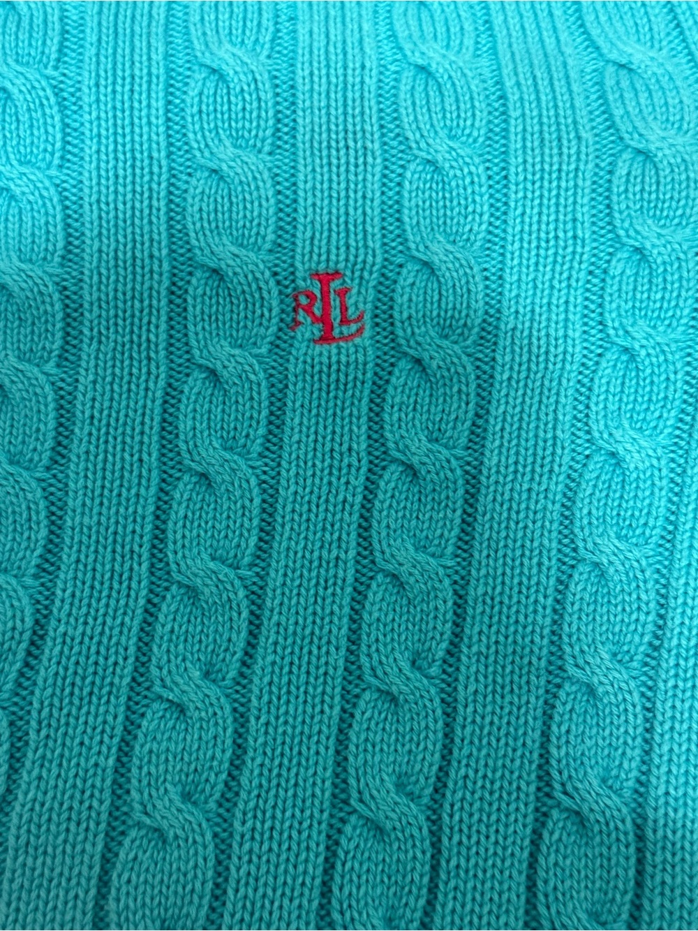 Ralph Lauren Cable-Knit Crewneck Sweater - Turquoise Blue - Picture 4 of 6